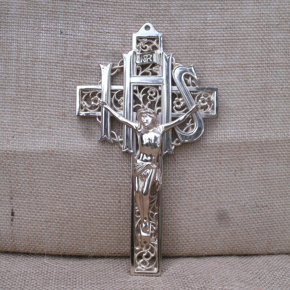 Vintage Ornate Solid Brass Crucifix